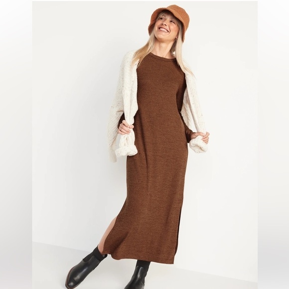 NWT! Women's Night Owl Rib-Knit Long-Sleeve Maxi Shift Dress - Multiple - Picture 1 of 6